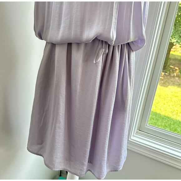 Vince Lilac Purple Satin Medium Sleeveless Dress Pockets Knee Length V-Neck - Picture 4 of 10